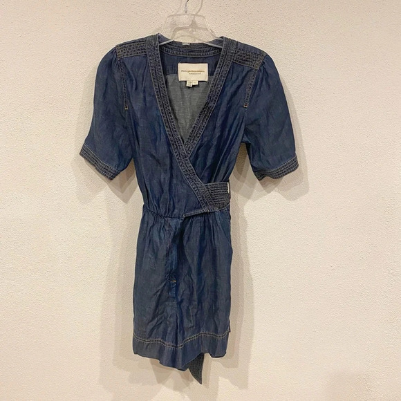 NEW Anthropologie Pilcro + the Letterpress Denim Romper Retro Tie Waist Sz 0 - Picture 2 of 5